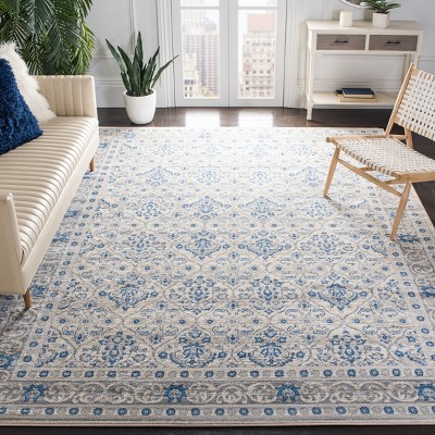Brentwood Light Grey and Blue Synthetic 8' x 10' Non-slip Area Rug