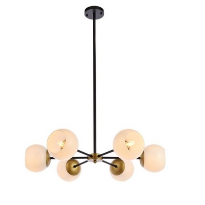 Elegant Lighting Briggs 30 inch pendant in black and brass with white shade