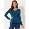Allegra K Women's Slim Fit V-Neck Long Sleeve Ribbed Pullover Knitted Peplum Sweater - 3 of 4