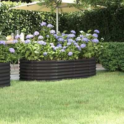 vidaXL Garden Raised Bed Grey Powder-coated steel Large Durable