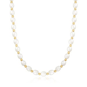 Ross-Simons 8-9mm Cultured Oval Pearl Necklace With 14kt Yellow Gold - 1 of 4