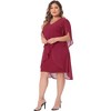 Agnes Orinda Women's Plus Size V Neck Mesh Overlay Cocktail Club Chiffon Bodycon Dresses - 3 of 4