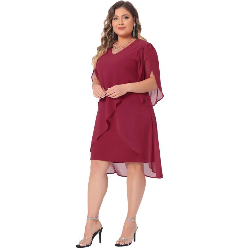 Agnes Orinda Women's Plus Size Chiffon Cocktail Mesh Wedding Guest Party Overlay Short Bodycon Dresses, 3 of 6