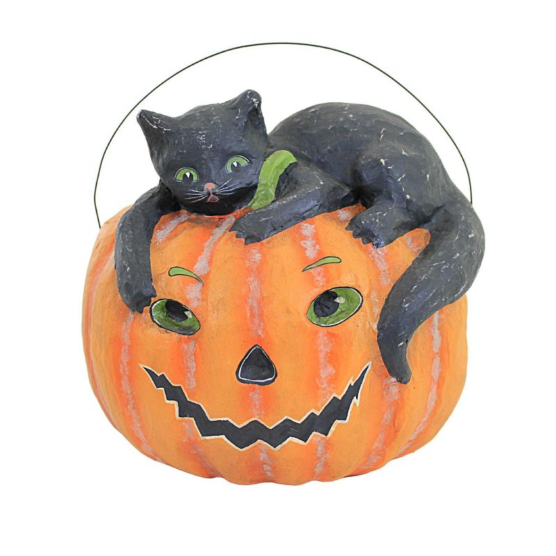 Halloween Black Cat With Pumpkin Bucket Cody Foster  -  Decorative Figurines, 1 of 4