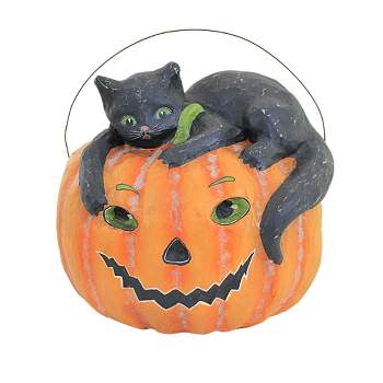 Halloween Black Cat With Pumpkin Bucket Cody Foster  -  Decorative Figurines