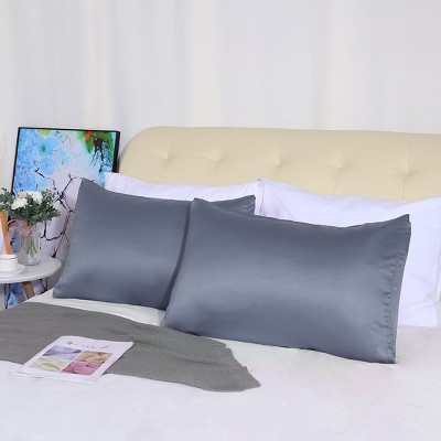 4 Pcs Queen 20"x30" Silk Satin Luxury Cooling Pillowcase Slate Gray - PiccoCasa