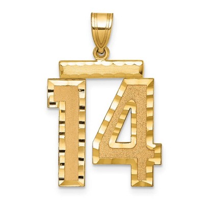 Black Bow Jewelry 14k Yellow Gold, Varsity Collection, Large D/C Pendant Number 14