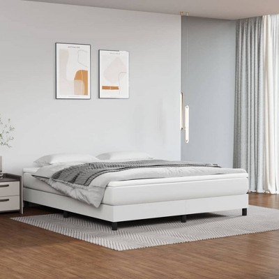 vidaXL California King Box Spring Bed Frame - Modern Faux Leather in White - Durable Plywood and Engineered Wood Construction