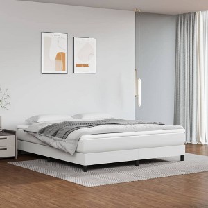 vidaXL California King Box Spring Bed Frame - Modern Faux Leather in White - Durable Plywood and Engineered Wood Construction - 1 of 4