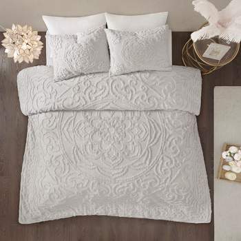 3pc Full/queen Leena Cotton Geometric Duvet Cover Set White : Target