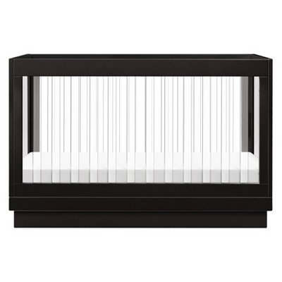 Black Acrylic and Pine Wood 3-in-1 Convertible Crib