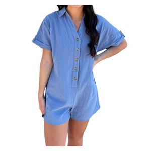 Women's BUTTON DOWN SHIRTS ROMPER - KORI - 1 of 2