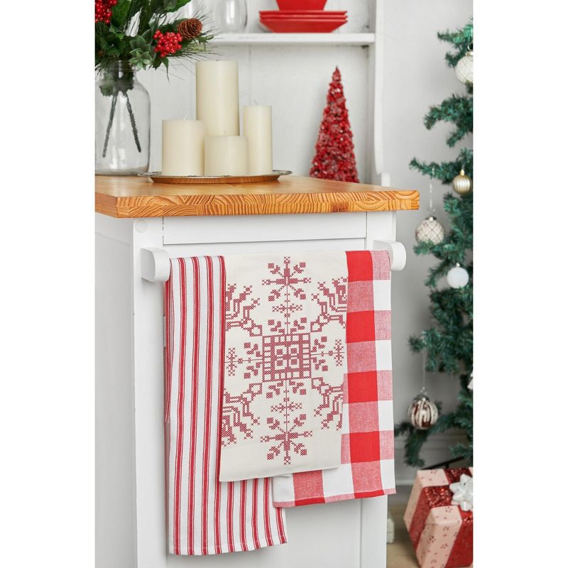 C&F Home Cross Stitch Snowflake Feed Sack Cotton Kitchen Towel, 2 of 4