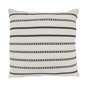 Saro Lifestyle Classic Stripes Accent Poly Filled Pillow, Black, 20"x20" - 1 of 3