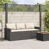 vidaXL Patio Sofa with Cushions 3-Seater Outdoor Seating Black Poly Rattan - Weather Resistant & Removable Covers - 3 of 4