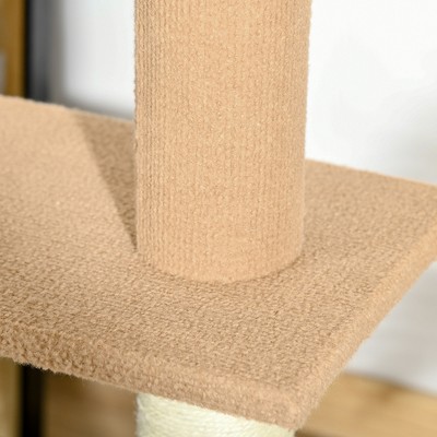 Light Brown Sisal Floor to Ceiling Cat Tree Tower