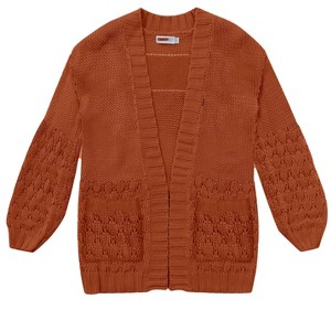 Girls Striped Chunky Cardigan Sweaters  Fall Trendy Color Block Long Sleeve Knit Sweater Coats - 1 of 3