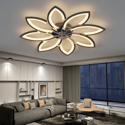 35.4" Flush Mount Ceiling Fan with Dimmable Light and 6-Speed Reversible Motor, Modern Ceiling Light for Bedroom or Living Room–The Pop Home