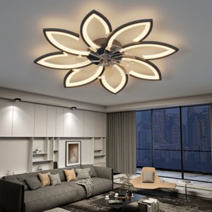 35.4" Flush Mount Ceiling Fan with Dimmable Light and 6-Speed Reversible Motor, Modern Ceiling Light for Bedroom or Living Room–The Pop Home - 1 of 4