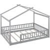 Streamdale Full Size Wood Bed House Bed Frame with Fence, for Kids, Teens, Girls, Boys,Gray - 4 of 4