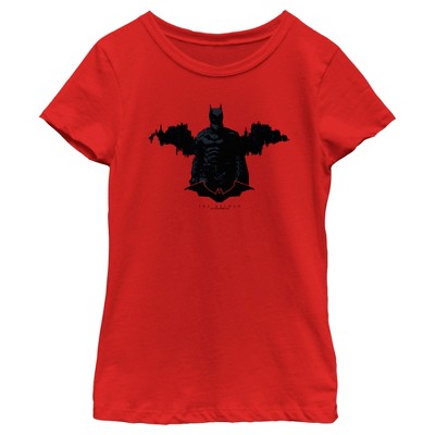 Girl's The Batman Gotham Silhouette T-shirt - Red - Large : Target