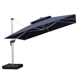 PURPLE LEAF Square Patio Umbrella Cantilever Umbrella with Base for Pool Lawn Garden 360° Rotation - 1 of 4