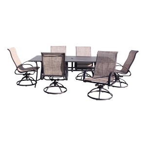 Courtyard Casual Santa Fe 7 pc 84" Rectangle Dining Set with Sling Swivel Rockers  Includes one Rectangle table and 6 Sling Swivel Rockers - 1 of 4