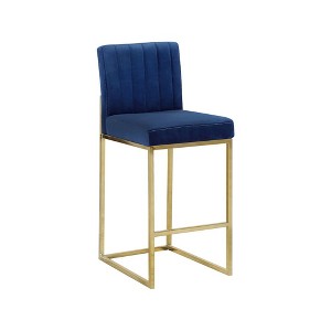 Meridian Furniture,Giselle Navy Velvet Stool - 1 of 4