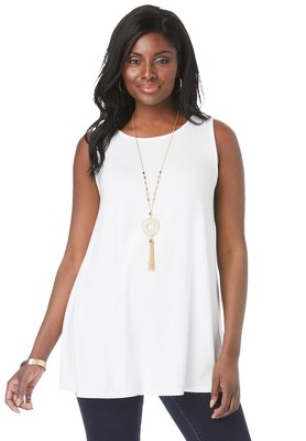 Jessica London Women's Plus Size Stretch Knit Sleeveless Swing Tunic -  30/32, White : Target