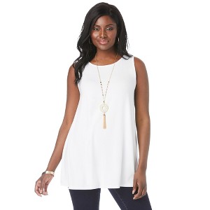 Jessica London Women's Plus Size Stretch Knit Sleeveless Swing Tunic - 1 of 4