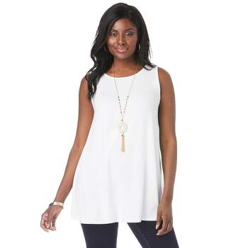 Women's Plus Size Antonia Cold Shoulder Tunic With Pockets - White