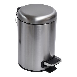 Evideco French Home Goods Soft Close Lid Round Metal Bath Floor Step Trash Can Waste Bin 3-liters-0.8-gal - 1 of 4