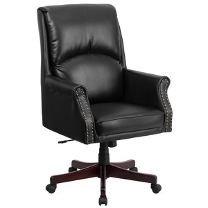 High Back Pillow Back Black Leather Executive Swivel Office Chair - Flash Furniture
