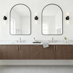 Spassway 36"H x 24"W Arched Metal Accent Wall Mirror Bathroom Mirror Wall Decor for Living Room Bedroom Entryway Office Home - 1 of 4