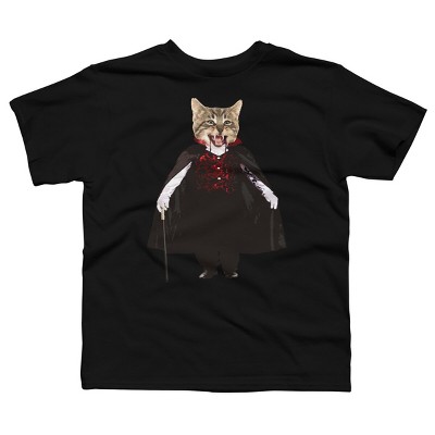Boy's Design By Humans Catcula Cat Kitten Dracula Cute Funny Halloween t shirt By JOHANNESART T-Shirt