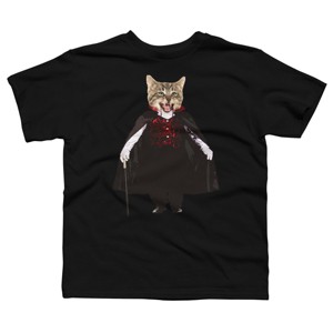 Boy's Design By Humans Catcula Cat Kitten Dracula Cute Funny Halloween t shirt By JOHANNESART T-Shirt - 1 of 4