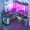 Aheaplus L Shaped Desk with Hutch, LED Lights, Reversible Corner Desk with Power Outlet - 2 of 4