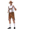 Men's Retro 2-Piece Outfit - Shorts Jumpsuit with Floral Straps and White V Neck Shirt Vintage Costume for Parties - 4 of 4