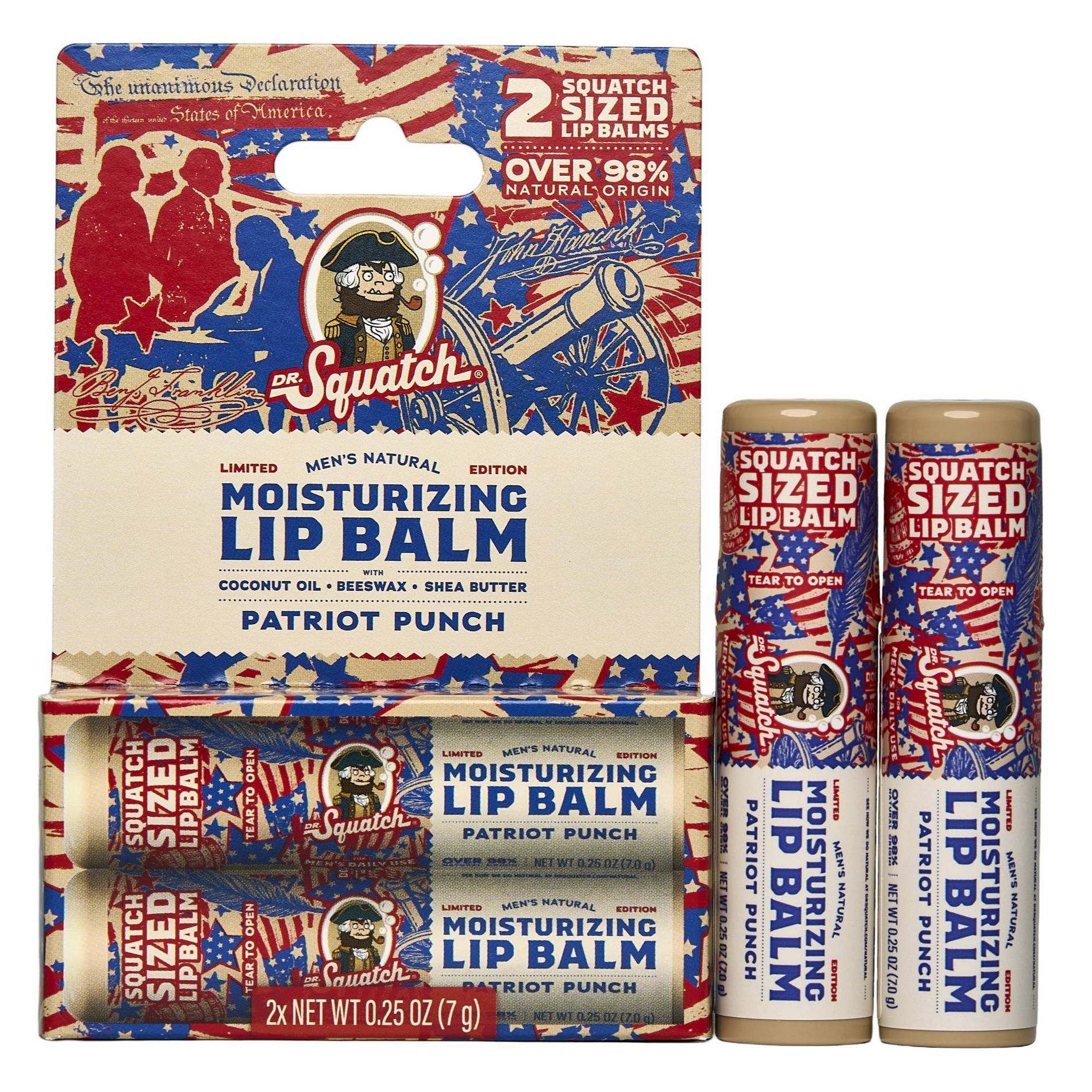 DR. SQUATCH Patriot Punch Americana Lip Balm - 1oz/2pk