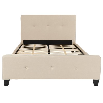Tribeca Full Double Beige Tufted Upholstered Metal Platform Bed