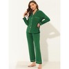 cheibear Women's Long Sleeves Button Down Top with Pants Lounge Pajamas Set - 3 of 4