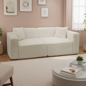 Full Foam Modern Teddy Velvet Indoor Sofa with Ergonomic Rebound Foam - 1 of 4