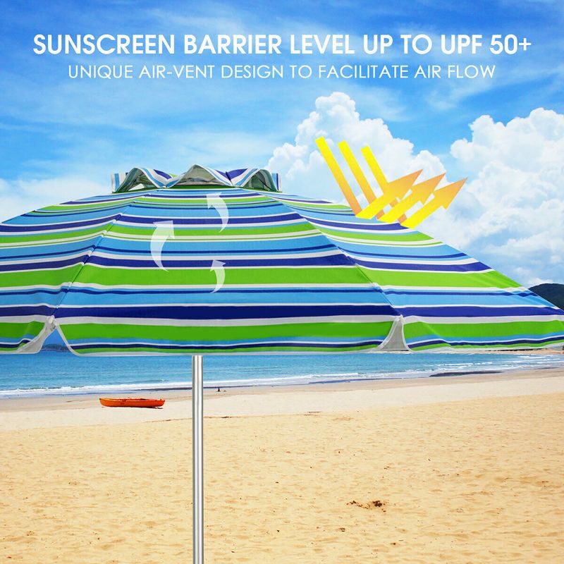 Costway 6.5FT Patio Beach Umbrella Sun Shade Tilt W/Carry Bag Turquoise, 5 of 11