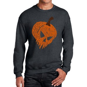 LA Pop Art Evil Pumpkin - Men's Word Art Crewneck Sweatshirt - 1 of 4