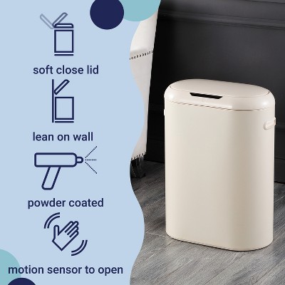 Limestone Beige Plastic Touchless Motion Sensor Trash Can, 13.2 Gallons