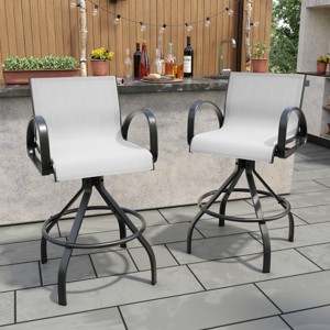 Crestlive Products 28.94" Outdoor Bar Stools Aluminum Bar Stools With Sunbrella Fabric  Set of 2 - 1 of 4