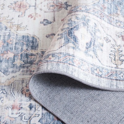 Arizona Light Blue/Ivory 4' x 6' Machine Washable Area Rug