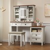 HDZNVF 46.5 inch Farmhouse Makeup Vanity Desk with Side Cabinet and Cushioned Stool - 2 of 4