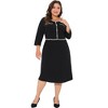 Agnes Orinda Women's Plus Size Vintage Wear Crew Neck 3/4 Sleeve Tunic Midi Dresses for Work Office Cocktail - 3 of 4