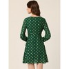 Allegra K Women's Vintage Square Neck Long Puff Sleeve Metallic Dots Print A-Line Dress - 4 of 4